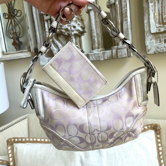 Coach Handbags - Extremely Rare Y2K Coach Mini Soho 6266 Lilac Signature Hobo + Coin Purse Set